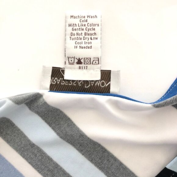 Draper’s & Damon’s Asymmetric Diagonal Stripe Waterfall Jersey Dress in Blue - Picture 7 of 7